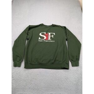 Ocean Beach Sweater Mens Large Green San Francisco Pullover Crewneck‎ Graphic